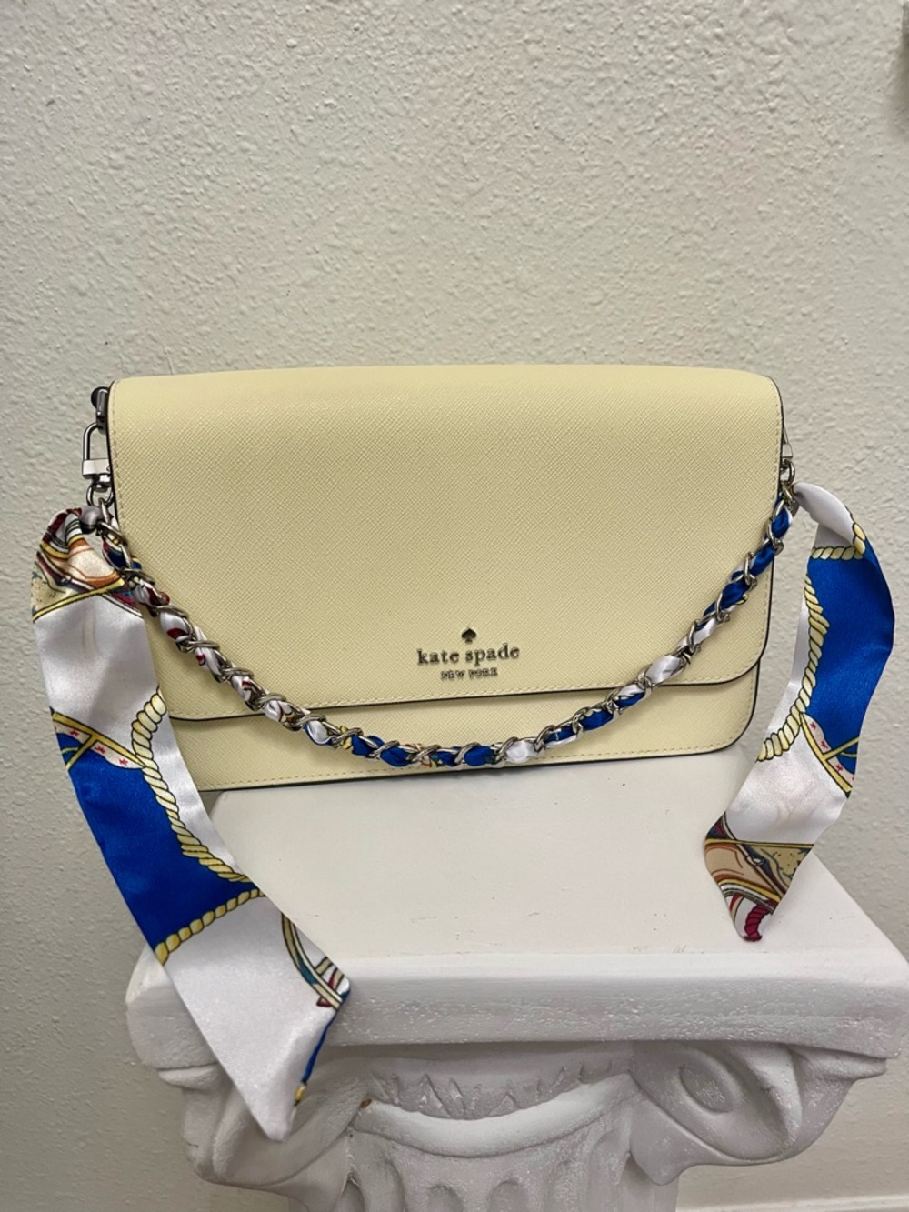 Bag Charm: Scarf Chain Bag Strap - Blue multi Nautical Print